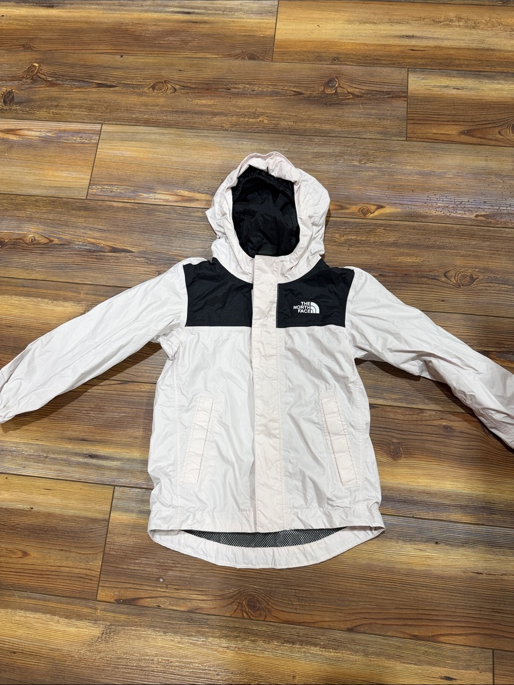 The North Face Kids Hooded Rain Jacket in Light Pink and Black